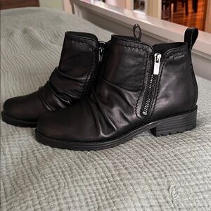 Clarks Black Leather Ankle Booties